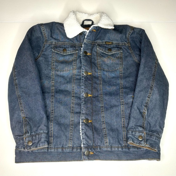 Vintage Wrangler Women’s Size Large L Sherpa Lined Denim Trucker Jacket - Picture 1 of 10